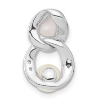 Sterling Silver Rhodium-plated White Simulated Pearl & CZ Pendant view 4