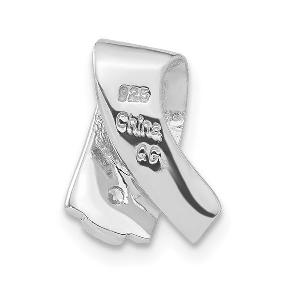 Sterling Silver Rhodium-plated CZ Pendant Slide