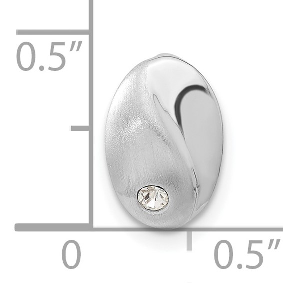 Sterling Silver Rhodium-plated Polished & Satin CZ Slide