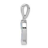 Sterling Silver Rhodium-plated Blue Inlay Created Opal Heart Pendant view 2
