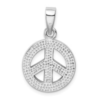 Sterling Silver Rhodium-plated Blue Inlay Created Opal Peace Sign Pendant view 4