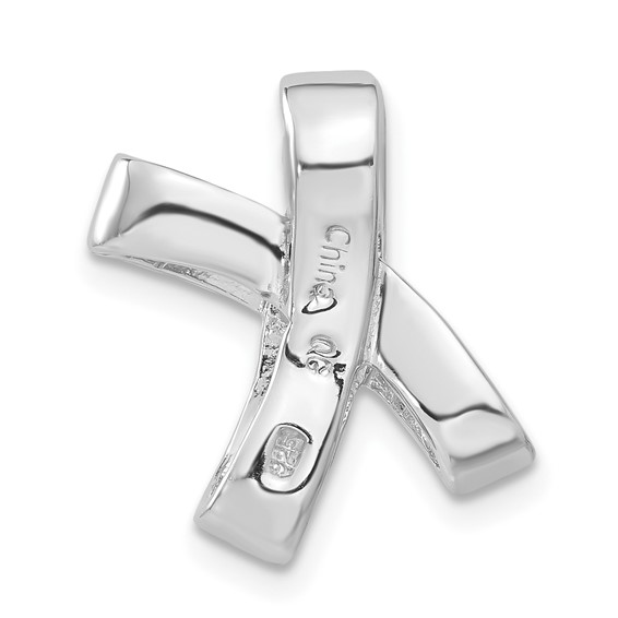 Sterling Silver Rhodium-plated CZ Pendant Slide