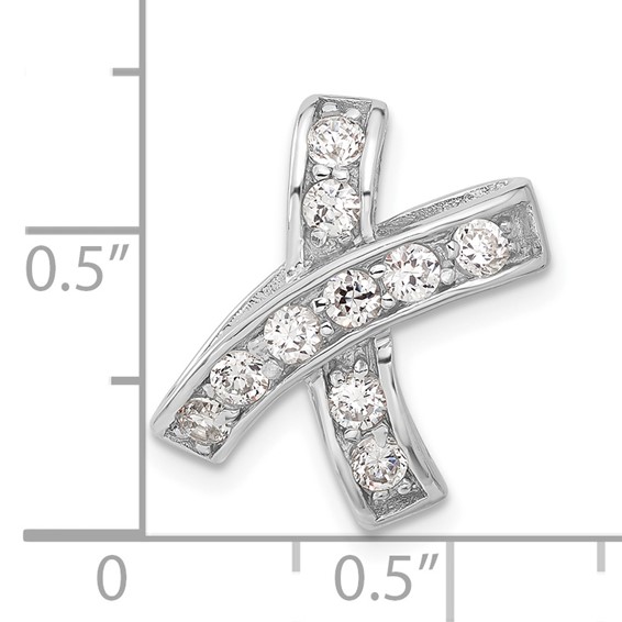 Sterling Silver Rhodium-plated CZ Pendant Slide
