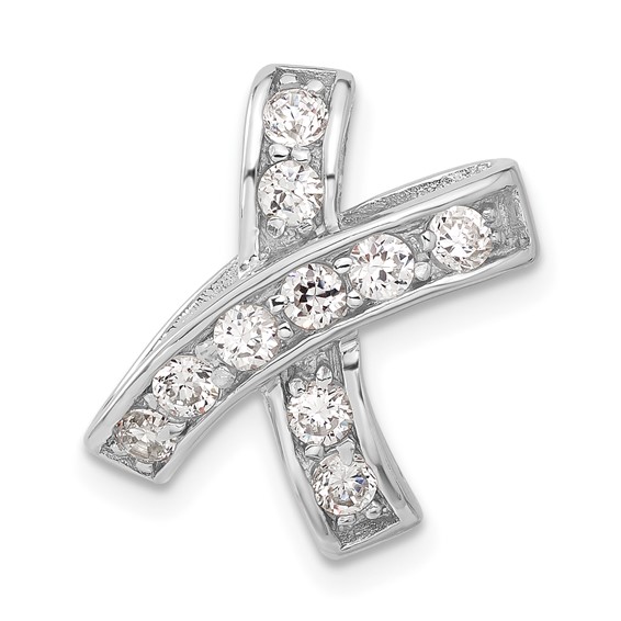 Sterling Silver Rhodium-plated CZ Pendant Slide