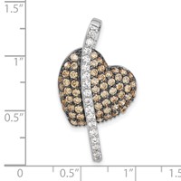 Sterling Silver Pendant with Black Rhodium Champagne & Clear CZ Heart view 2