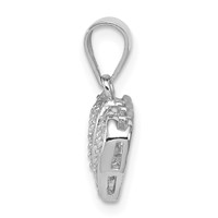 Sterling Silver Rhodium-plated CZ Small Double Hearts Pendant view 2