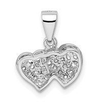 Sterling Silver Rhodium-plated CZ Small Double Hearts Pendant view 4