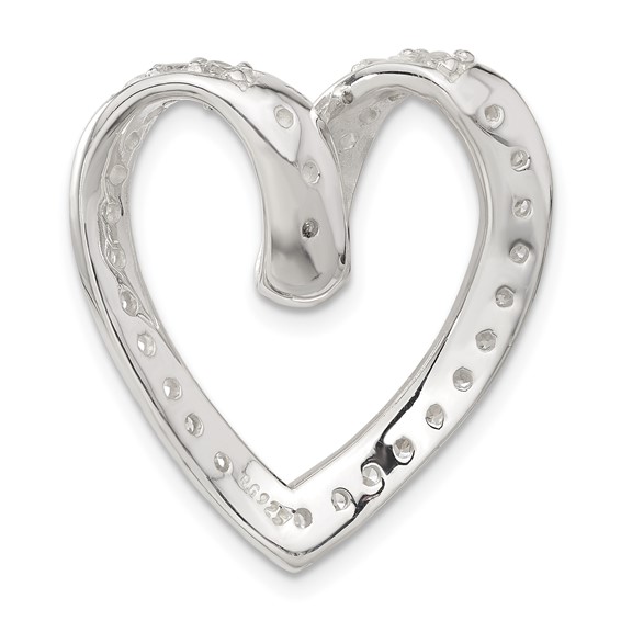 Sterling Silver CZ Heart Chain Slide
