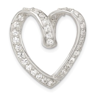 Sterling Silver CZ Heart Chain Slide