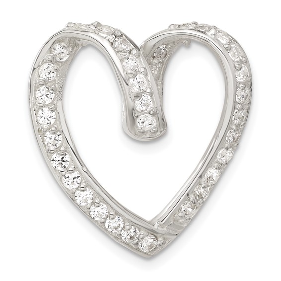 Sterling Silver CZ Heart Chain Slide