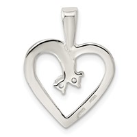 Sterling Silver CZ & Heart Pendant view 4