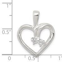 Sterling Silver CZ & Heart Pendant view 3