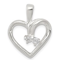Sterling Silver CZ & Heart Pendant view 1