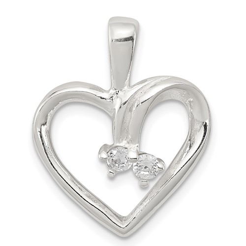 Sterling Silver CZ Heart Pendant