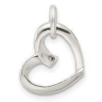 Sterling Silver Heart Pendant with CZ view 4