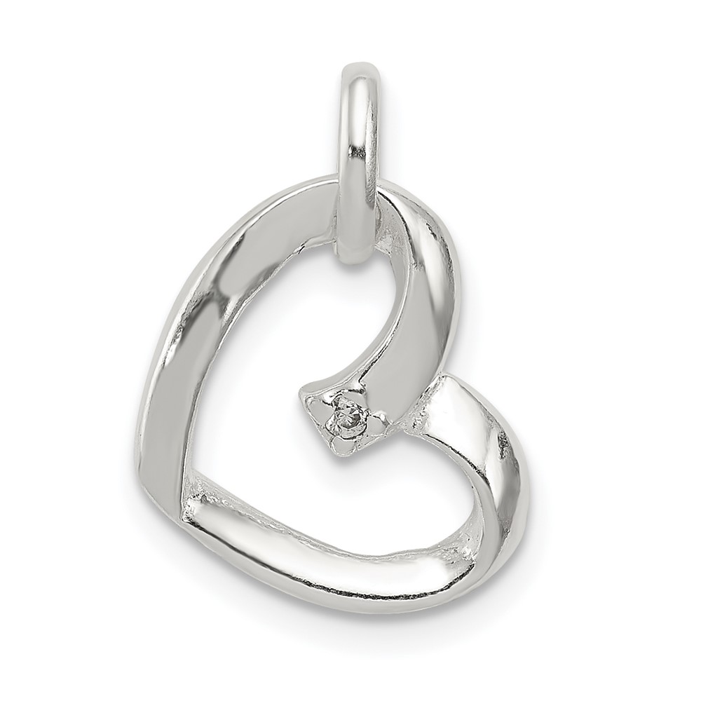 Sterling Silver Heart Pendant with CZ