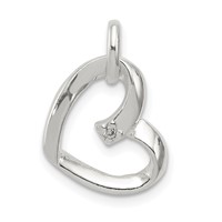 Sterling Silver Heart Pendant with CZ view 1