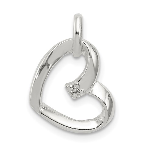 Sterling Silver Heart Pendant with CZ