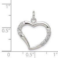 Sterling Silver CZ & Heart Pendant view 3