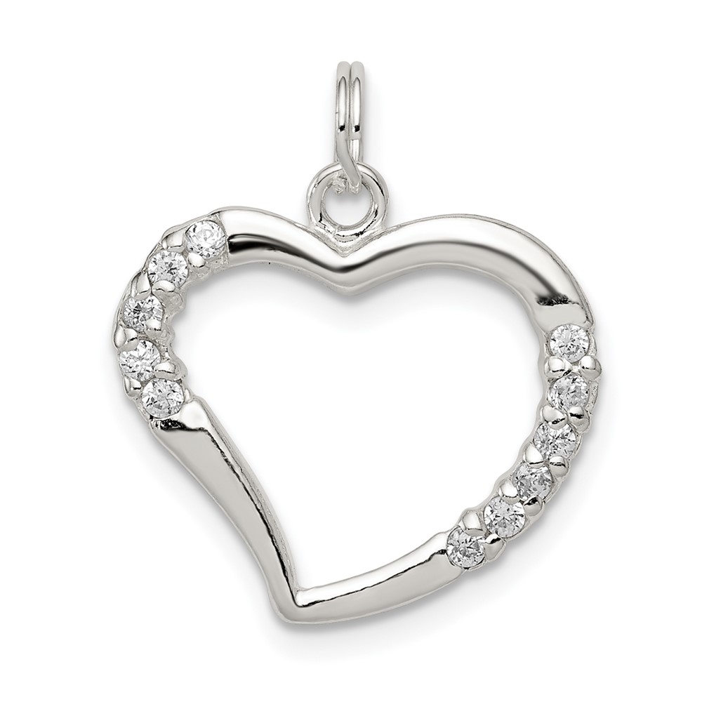 Sterling Silver CZ & Heart Pendant