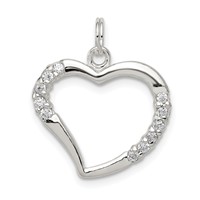 Sterling Silver CZ & Heart Pendant view 1