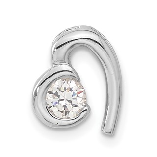 Sterling Silver Rhodium Plated CZ Heart Pendant Slide