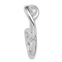 Sterling Silver Rhodium-plated Double Heart Slide Chain Slide view 2