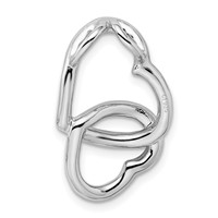 Sterling Silver Rhodium-plated Double Heart Slide Chain Slide view 4