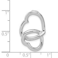 Sterling Silver Rhodium-plated Double Heart Slide Chain Slide view 3