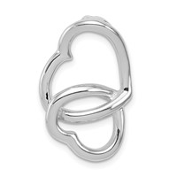 Sterling Silver Rhodium-plated Double Heart Slide Chain Slide view 1