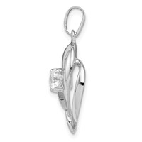 Sterling Silver Rhodium Plated CZ Heart Pendant view 2