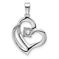 Sterling Silver Rhodium Plated CZ Heart Pendant view 4