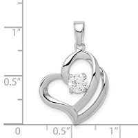 Sterling Silver Rhodium Plated CZ Heart Pendant view 3