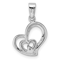Sterling Silver Rhodium Plated CZ Heart Pendant view 4
