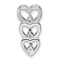 Sterling Silver Rhodium Plated CZ Multi Hearts Chain Slide view 4