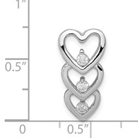 Sterling Silver Rhodium Plated CZ Multi Hearts Chain Slide view 3