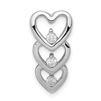 Sterling Silver Rhodium Plated CZ Multi Hearts Chain Slide view 1