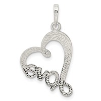 Sterling Silver Polished Love Heart Pendant view 4