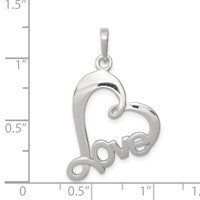 Sterling Silver Polished Love Heart Pendant view 3