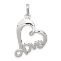 Sterling Silver Polished Love Heart Pendant view 1