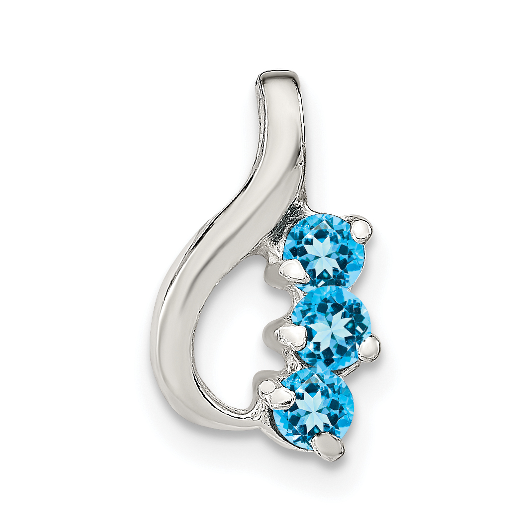 Sterling Silver Blue Topaz Chain Slide Pendant (QP2818)