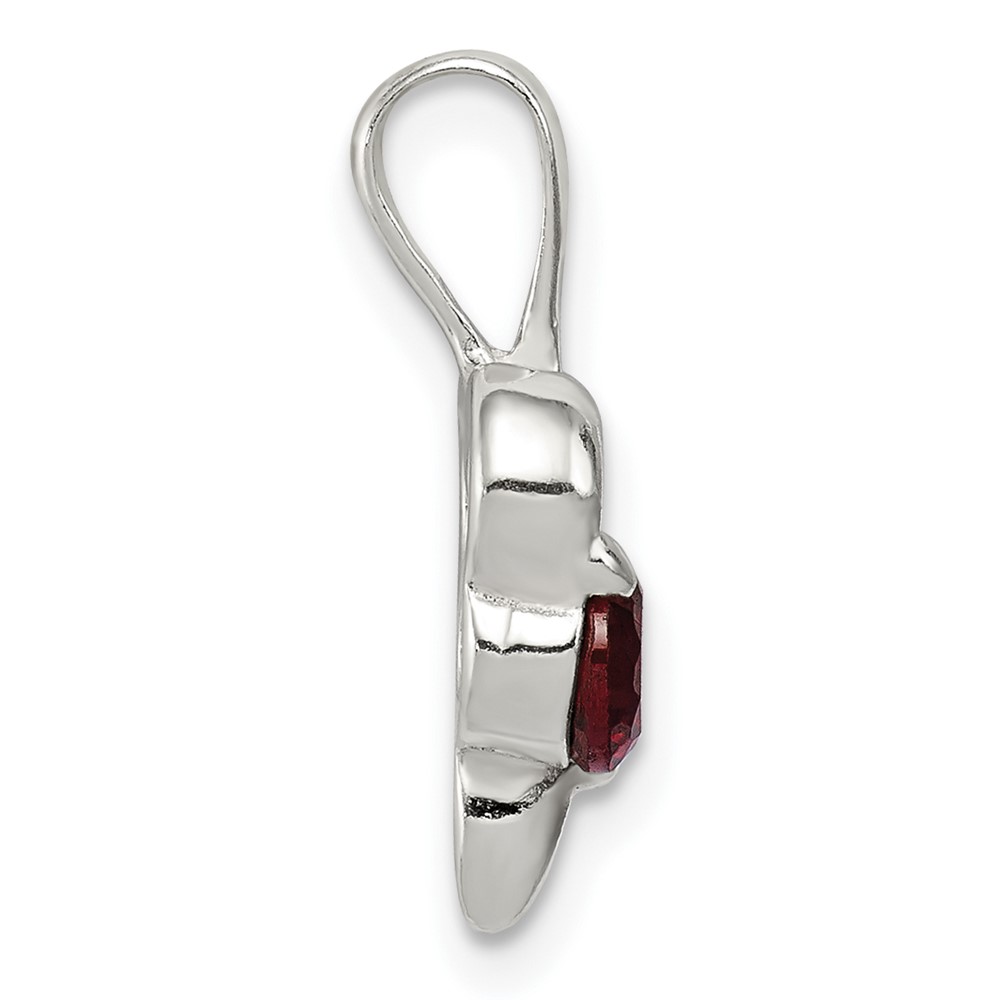 Sterling Silver with Red CZ Heart Pendant (QP2825)