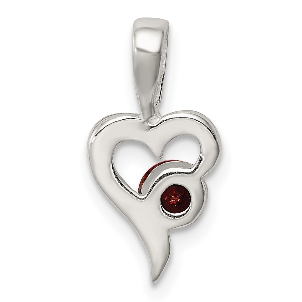 Sterling Silver with Red CZ Heart Pendant (QP2825)