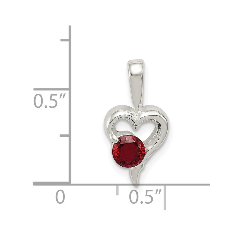 Sterling Silver with Red CZ Heart Pendant (QP2825)