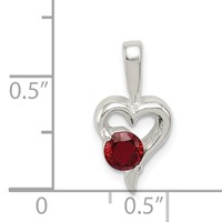 Sterling Silver Pendant with Red CZ Heart view 3