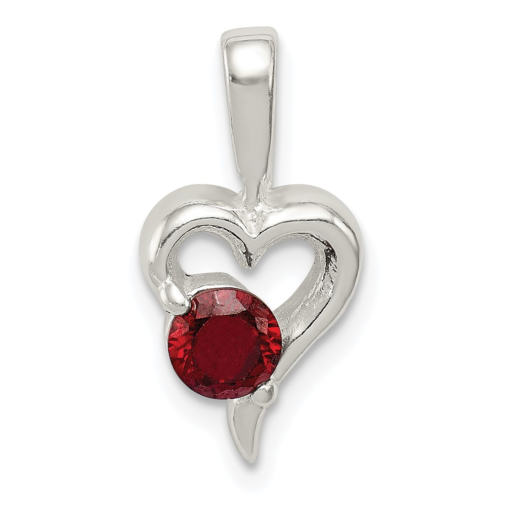 Sterling Silver with Red CZ Heart Pendant (QP2825)