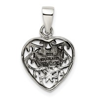 Sterling Silver Antiqued Filigree Frame Onyx Heart Pendant view 4