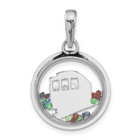 Sterling Silver Rhodium-plated Cable Car & Floating Glass Beads Pendant view 4