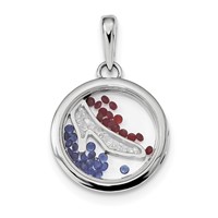 Sterling Silver Rhodium-plated High Heel Shoe & Floating Beads Pendant view 1