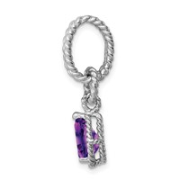 Sterling Silver Rhodium Amethyst Pear Twisted Pendant view 2
